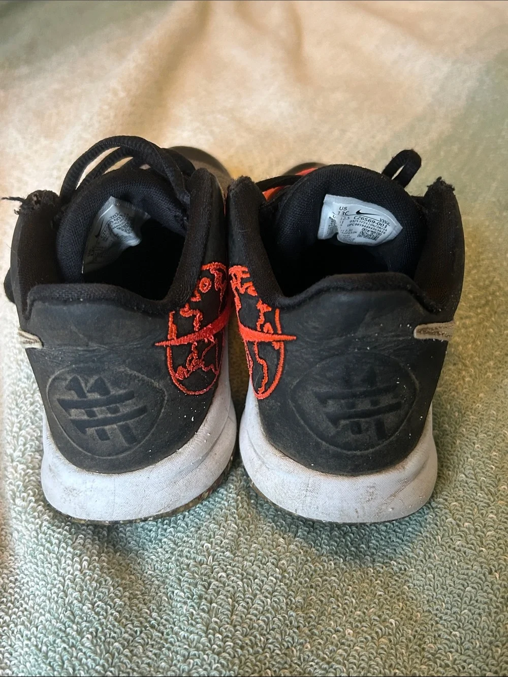 Nike Kids Gray and Red Strap Sneakers w reinforced Toe Sz 13C
